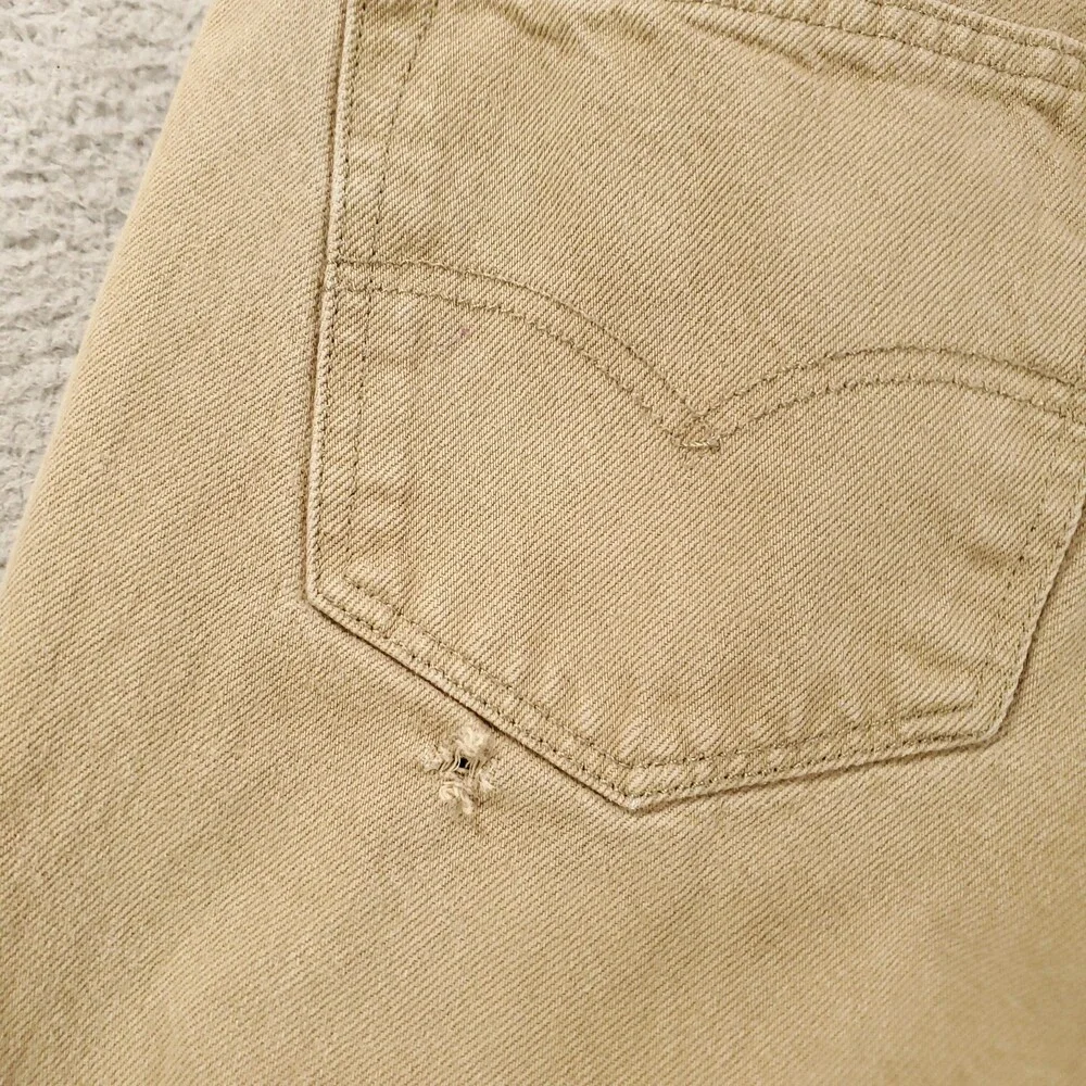 Levis 501 Jeans Mens 30x30 Tan Biege Button Fly Straight Leg Distressed 30x30